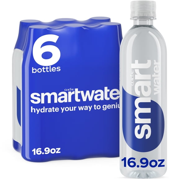smartwater Vapor Distilled Water Bottles, 16.9 fl oz, 6 Pack