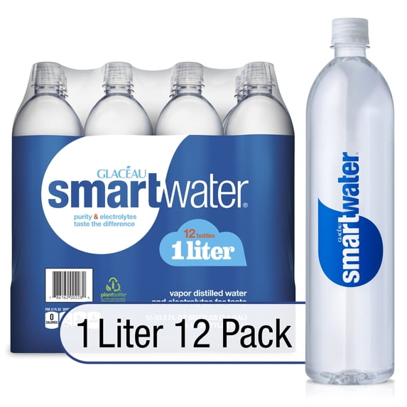 Glaceau Smartwater Enhanced Electrolyte Water, 33.8 Oz, 12 Ct