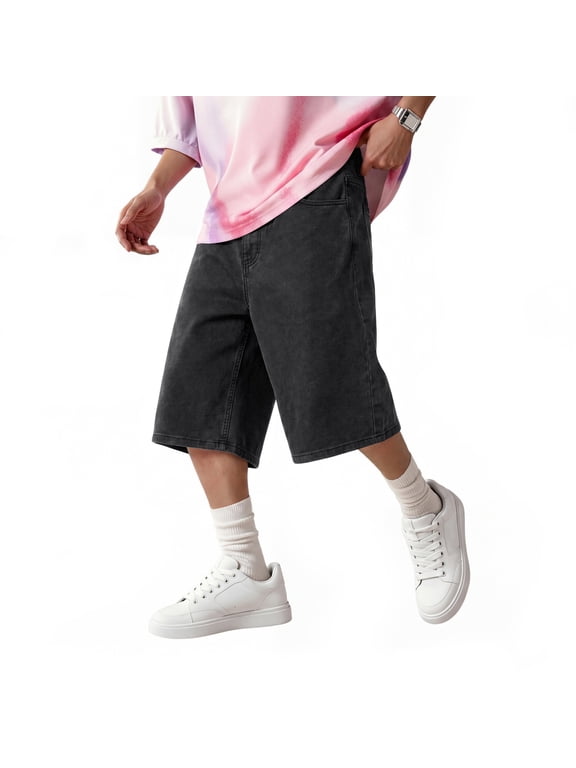 Men's Oversized Baggy Breathable Jorts, Loose Fit Casual Denim Shorts, Plus Size Available, Multiple Colors for Summer