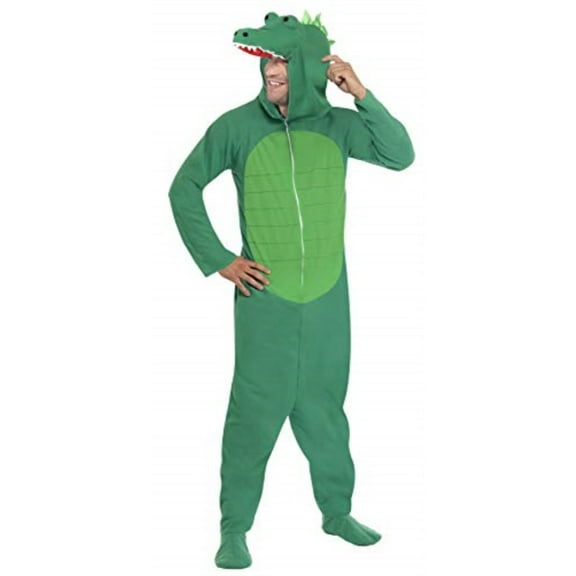 smiffy's men's crocodile costume all in one with hood, green, medium