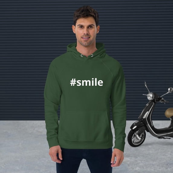 #smile Unisex eco raglan #hoodie #hashtag #merch (Bottle green, 2XL)