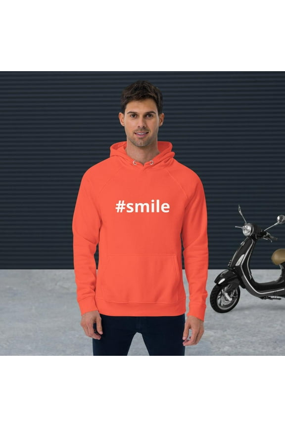 #smile Unisex eco raglan #hoodie #hashtag #merch (Burnt Orange, 2XL)