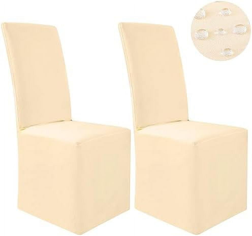 smiry Waterproof Long Dining Chair Covers Soft Stretch Dining Chair