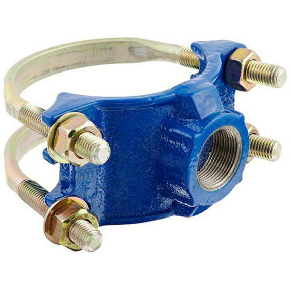 smith-blair ductile iron saddle clamp, double bale, 3" pipe size, 1-1/4" npt female outlet