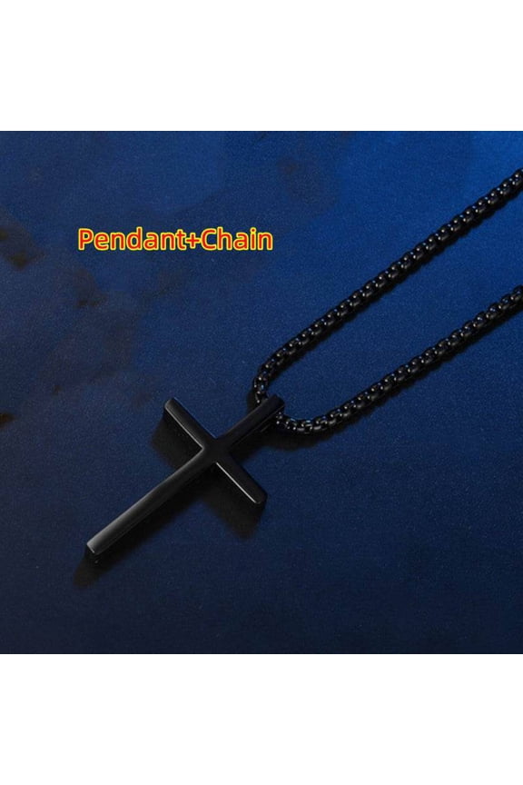 smooth-simple-titanium-cross-pendant-male-and-female-personality-necklace
