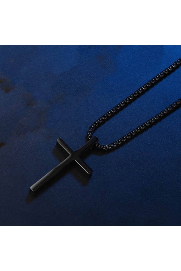smooth-simple-titanium-cross-pendant-male-and-female-personality-necklace