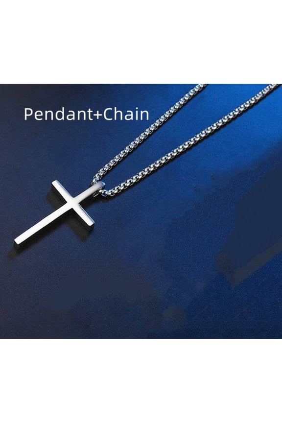 smooth-simple-titanium-cross-pendant-male-and-female-personality-necklace