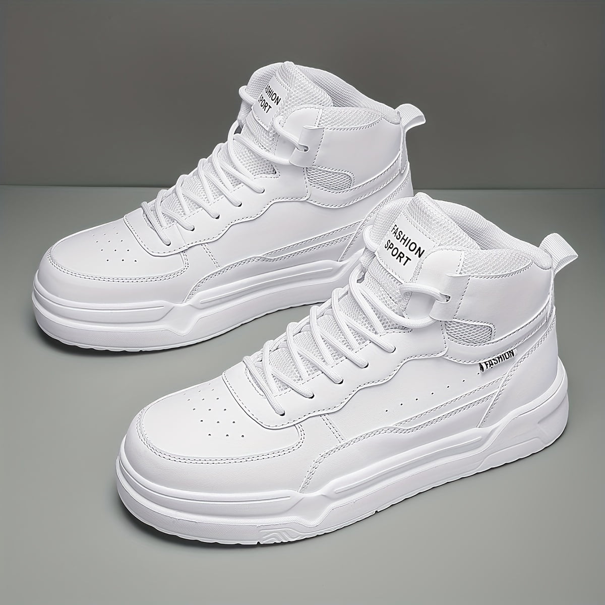 [sneakers] Men'S Casual High-Top Skate Shoes in Pure White, Featuring ...