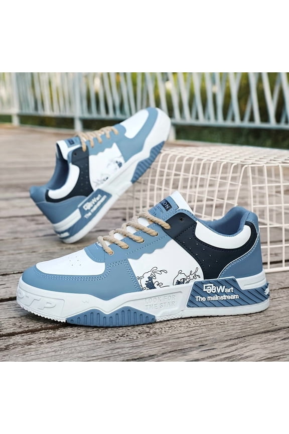 [sneakers] Men'S Large Size Fashionable Thick-Soled Shoes Featuring a Color Block Design with Wave Patterns, Lace-Up Style, Slip-Resistant And Durable, Comfortable for Long Wear