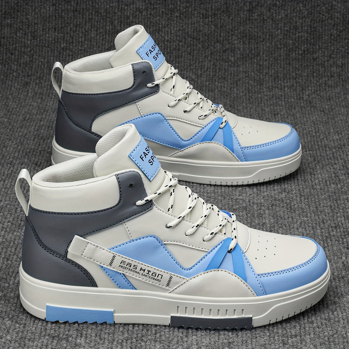 [sneakers] Men'S Letter-Patterned Color-Blocking Lace-Up Sports Comfortable Skate Shoes, Outdoor Non-Slip High-Top Athletic Hiking Shoes, Perfect for Everyday Casual Outdoor Activities