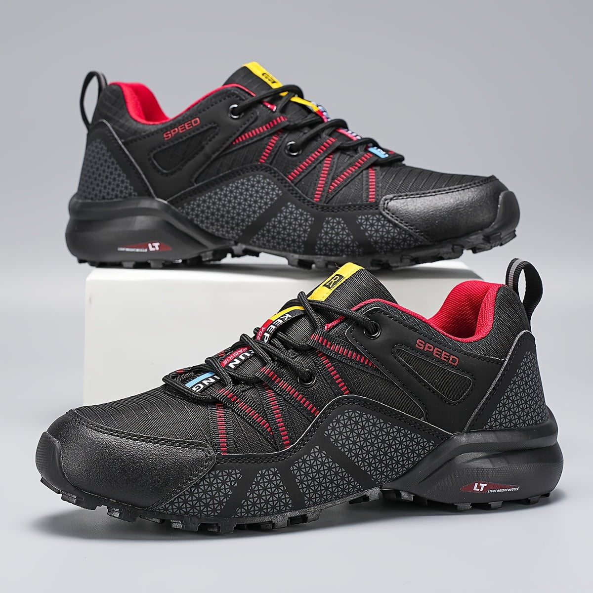 [sneakers] Men'S Outdoor Hiking Shoes | Round-toe Low-top Lace-up, Lightweight, Versatile and Comfortable, Slip-resistant and Durable, Stylish Large Sizes, Men'S Cycling and Trekking Shoes, Fabric Up