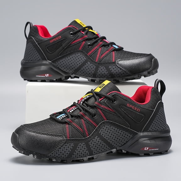 [sneakers] Men'S Outdoor Hiking Shoes | Round-toe Low-top Lace-up, Lightweight, Versatile and Comfortable, Slip-resistant and Durable, Stylish Large Sizes, Men'S Cycling and Trekking Shoes, Fabric Up