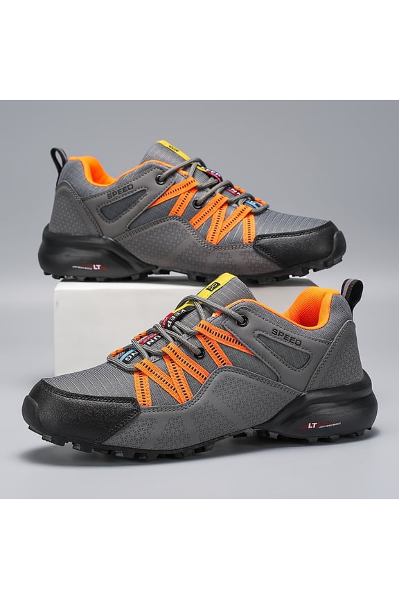 [sneakers] Men'S Outdoor Hiking Shoes | Round-toe Low-top Lace-up, Lightweight, Versatile and Comfortable, Slip-resistant and Durable, Stylish Large Sizes, Men'S Cycling and Trekking Shoes, Fabric Up