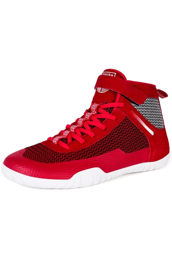 [sneakers] Men'S Wrestling and Boxing Shoes | Zero Drop Sole, Fabric Upper, Rubber Sole, EVA Insole, Lace Closure | Perfect for Sports and Casual Use, All-Season, Solid Color with Geometric Pattern