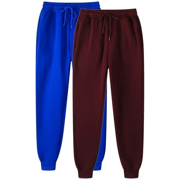 snilers 2 PC Mens Pajama Pants Elastic Waist Drawstring Tapered Lounge Pants Solid Color Soft Baggy Sleep Workout Trousers Comfy Fleece Yoga Pants