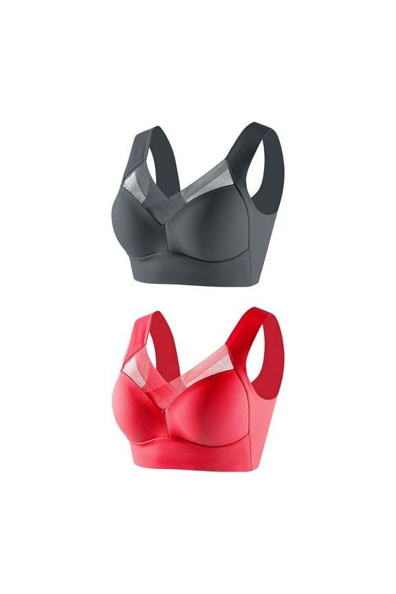 2 PC Oversized Seamless Bras for Women No Underwire Push Up Bras Breathable Large Bust Full Coverage Everyday Bras