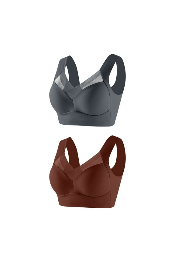 2 PC Oversized Seamless Bras for Women No Underwire Push Up Bras Breathable Large Bust Full Coverage Everyday Bras