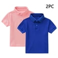thumbnail image 1 of snilers 2 Pack Boys Girls Short Sleeve Golf Shirts Summer School Uniform Button Closure Solid Collared Shirt 1-13 Years, 1 of 9