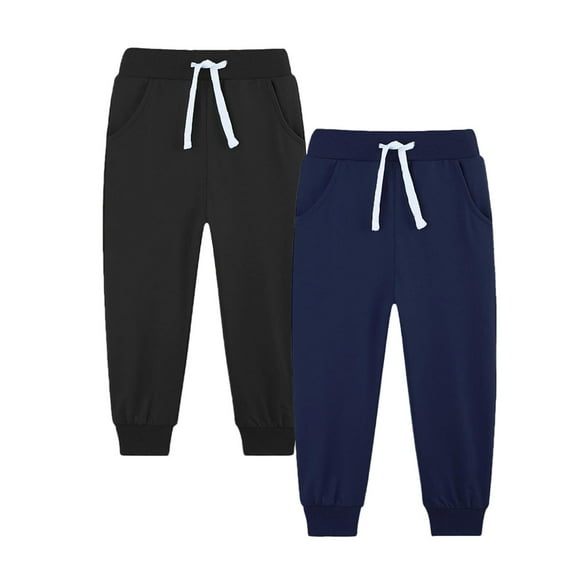 snilers 2 Pack Boys Sweatpants Workout Gym Athletic Pants Fall Winter Stretch Closed Bottom Trousers Drawstring High Waisted Joggers 5 Years