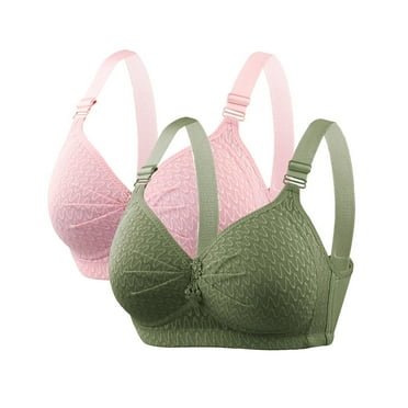 snilers 2 Pack Daisy Bras for Older Women Front Closure Sports Bra No Underwire Full Support Multicolour Large Bust Everyday Bras
