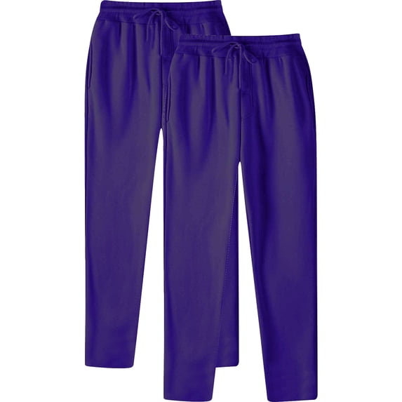 snilers 2 Pack Mens Pajama Pants Elastic Waist Drawstring Straight Leg Trousers Solid Color Soft Baggy Lounge Pants Comfy Sleep Fleece Pajama Bottoms