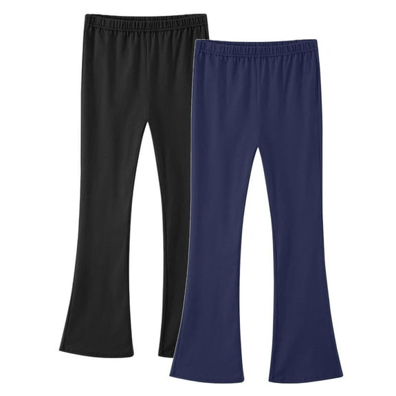 snilers 2 Pack Toddler Girls Flare Leggings Soft Comfy Elastic Waist Cotton Pants Casual Trendy Solid Sweatpants for Kids 3-16 Years