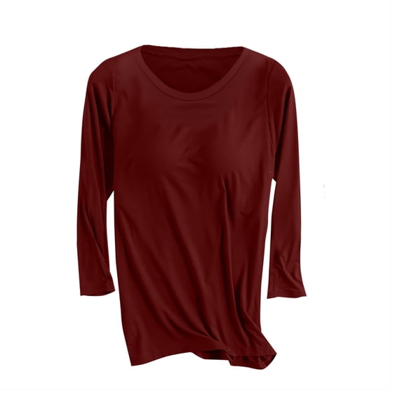 snilers 3/4 Length Sleeve Womens Tops with Built in Bra Spring Summer Casual Tunic T Shirts Crewneck Soft Basic Tees S-2XL