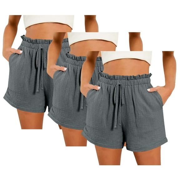 snilers 3 PCS Shorts for Women High Waisted Drawstring Summer Beach Shorts Fashion Vacation Outfit Multicolour