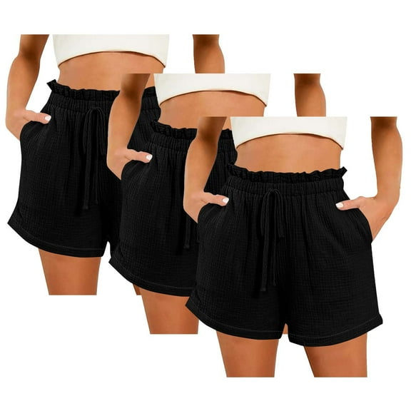 snilers 3 PCS Shorts for Women High Waisted Drawstring Summer Beach Shorts Fashion Vacation Outfit Multicolour