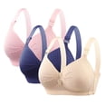 thumbnail image 1 of snilers 3 Pack Daisy Bras for Older Women Front Closure Sports Bra No Underwire Full Support Multicolour Large Bust Everyday Bras, 1 of 5