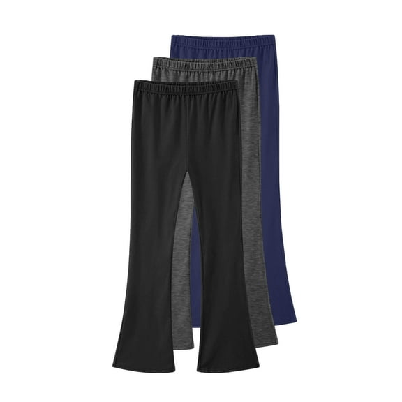 snilers 3 Pack Girls Flare Leggings Elastic Waist Stretchy Yoga Pants Casual Fashion Solid Sweatpants Soft Comfy Cotton Pants Kids Clothes 10-11Years