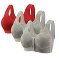 thumbnail image 1 of snilers 3 Pcs Womens Front Close Sports Bras Plus Size Full Coverages No Underwire Bras V Neck Wireless Everyday Bras Fashioh Solid Bralettes, 1 of 3