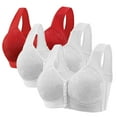 thumbnail image 1 of snilers 3 Pcs Womens Front Close Sports Bras Plus Size Full Coverages No Underwire Bras V Neck Wireless Everyday Bras Fashioh Solid Bralettes, 1 of 3