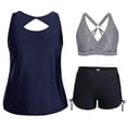 thumbnail image 1 of snilers 3 Piece Tankini Swimsuits for Women Swim Tank Top Bathing Suits with Boy Shorts and Bra Athletic Swimwear S-3XL, 1 of 6