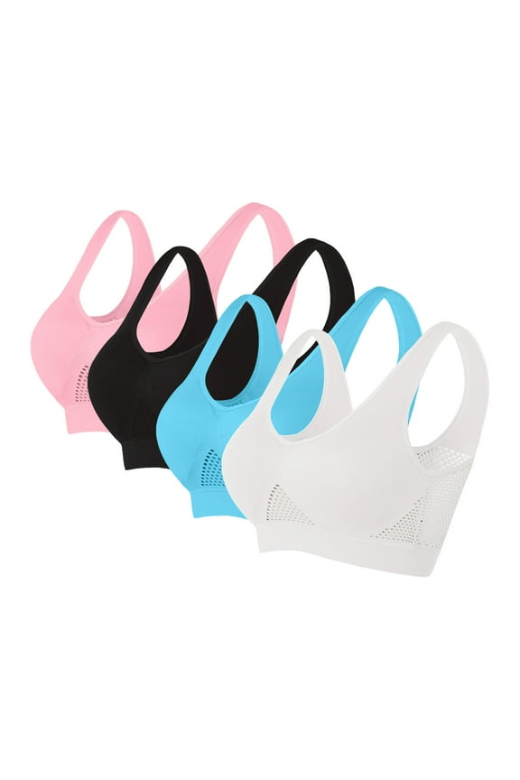 4 Pack Oversized Women Sports Bras High Support Full Coverage Bras Seamless Comfortable Mesh Breathable Push Up Yoga Bras