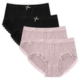 thumbnail image 1 of snilers 4 Pcs Womens Underwear Full Coverages Bikini Panties Classic Solid Color Lace Stretch Hipster Mid Rise Ladies Briefs, 1 of 2