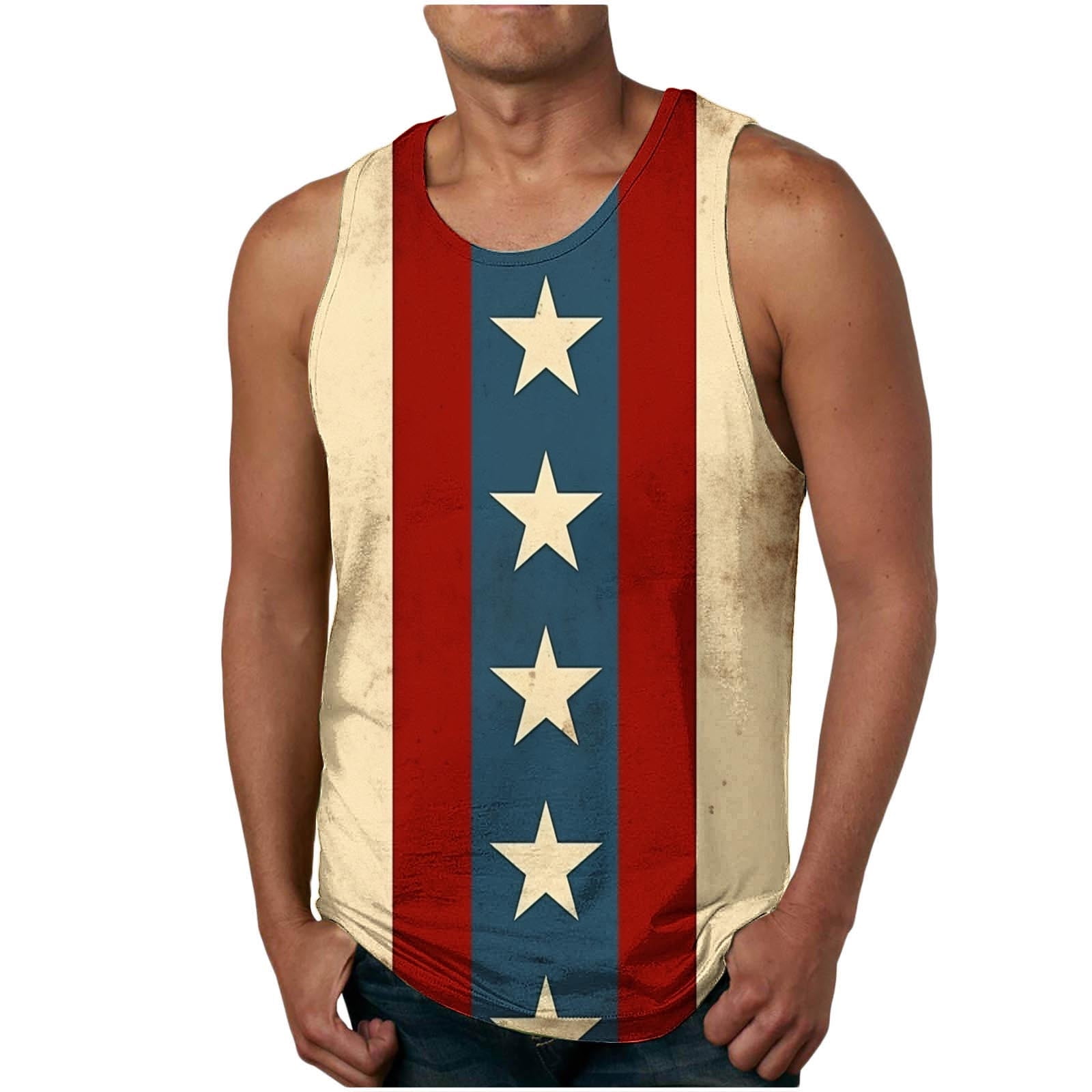 snilers 4th of July Tank Tops for Men American Flag Graphic Sleeveless ...