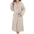 thumbnail image 1 of snilers Bathrobes for Women Casual Loose Long Sleeve Pajamas with Hood Water Absorbent Quick Dry Spa Robe with Pockets and Belt 2 Piece Outfits, 1 of 7