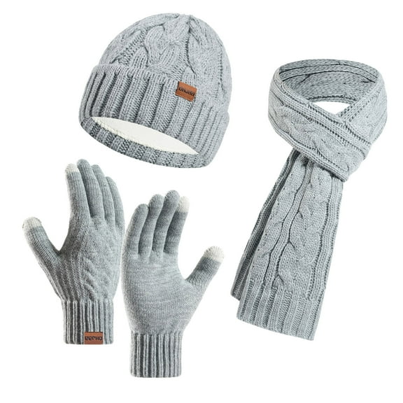 snilers Beanie for Men Women Thickened Warm Fleece Lined Winter Hats Scarf and Gloves 3 Piece Outfits Soft Cozy Beanies Hats Neck Warmer and Glove Matching Set