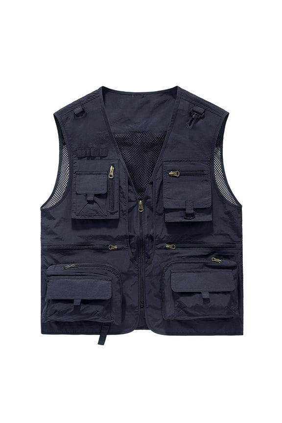 snilers Big and Tall Fishing Vest for Men Sleeveless Mesh Lining Quick Dry Jacket Photography Camping Waistcoat Loose Fit Outdoor Hiking Vest with Multi-Pockets