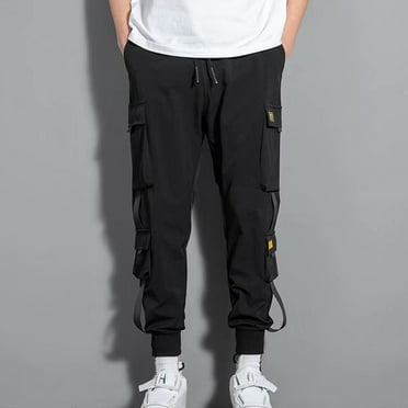snilers Big and Tall Mens Cargo Pants Elastic Waist Drawstring Harem Pants Trendy Tapered Trousers Loose Joggers Hiking Pants with Multi Pockets S-5XL