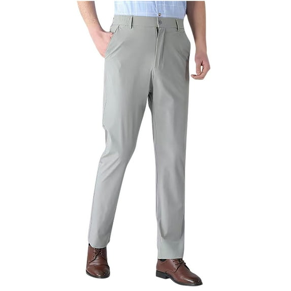 snilers Big and Tall Mens Dress Pants Elastic Waist Straight Leg Stretch Trousers Solid Color Formal Business Work Pants Baggy Golf Pants with Pockets XL-6XL