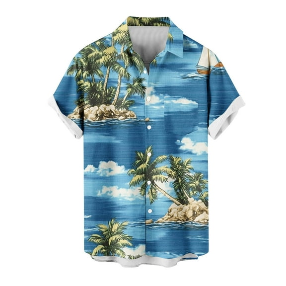 snilers Big and Tall Mens Hawaii Shirts Button Up Short Sleeve Turndown Blouses Loose Fitted Summer Beach Tops with Pocket
