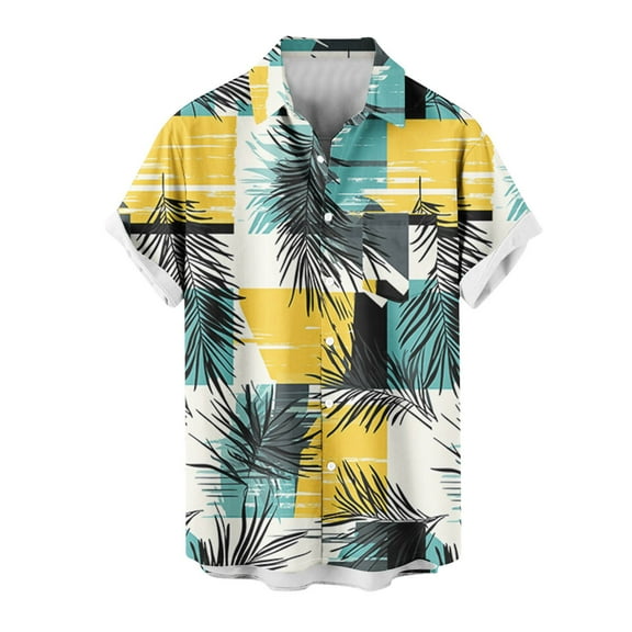 snilers Big and Tall Mens Hawaii Shirts Button Up Short Sleeve Turndown Blouses Loose Fitted Summer Beach Tops with Pocket