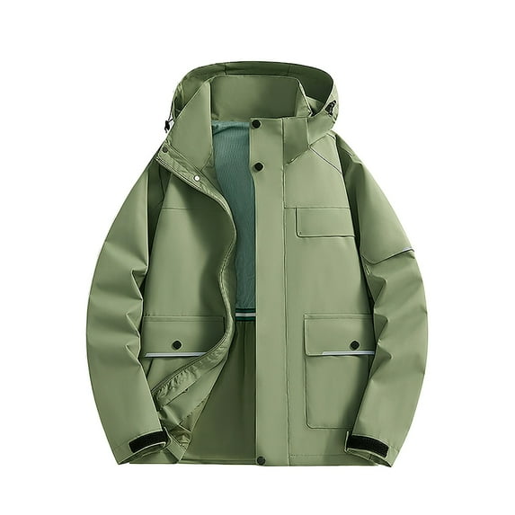 snilers Big and Tall Mens Jacket Zip-up Hooded Raincoat Trendy Color Block Windproof Rain Jacket Travel Mountaineering Outdoor Jackets S-8XL