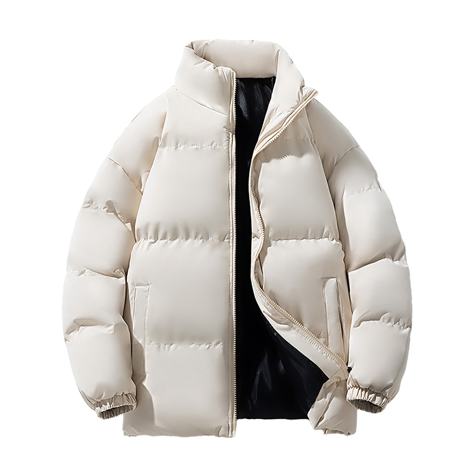 snilers Big and Tall Mens Puffer Jacket Stand Collar Full Zip Solid ...