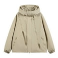 thumbnail image 1 of snilers Big and Tall Mens Rain Jacket Hooded Zip-up Solid Color Raincoat Relaxed Fit Travel Hiking Cycling Windproof Shell Jacket with Pockets, 1 of 4