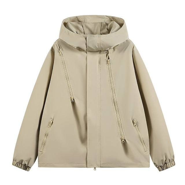 snilers Big and Tall Mens Rain Jacket Hooded Zip-up Solid Color Raincoat Relaxed Fit Travel Hiking Cycling Windproof Shell Jacket with Pockets