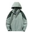 thumbnail image 1 of snilers Big and Tall Rain Jacket Men Removable Hooded Zip Up Windproof Raincoat Cycling Shell Jacket Winter Warm Color Block Outwear with Pockets, 1 of 4
