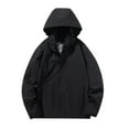 thumbnail image 1 of snilers Big and Tall Rain Jacket Men Removable Hooded Zip Up Windproof Raincoat Cycling Shell Jacket Winter Warm Color Block Outwear with Pockets, 1 of 4